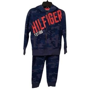 TOMMY HILFIGER | Boy’s Blue/Orange Camo Logo Tracksuit Set Size S (8/10)